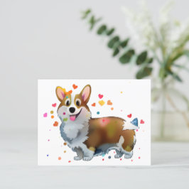 Postal Corgi Naranja lindo para un ánimo positivo