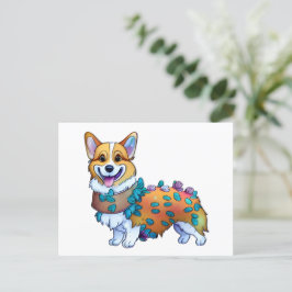 Postal Corgi Naranja lindo para un ánimo positivo