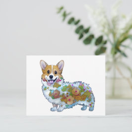 Postal Corgi naranja lindo para un estado de ánimo positi