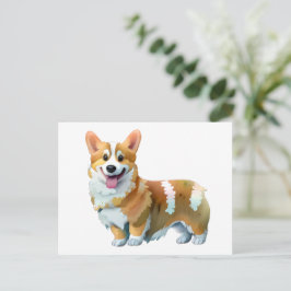 Postal Corgi naranja lindo para un estado de ánimo positi