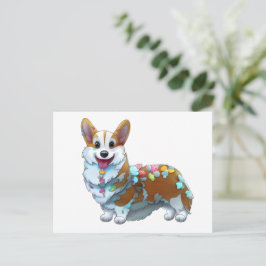 Postal Corgi naranja lindo para un estado de ánimo positi