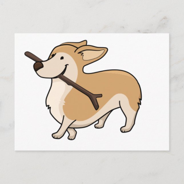 Postal corgi personalizado w stick (Anverso)