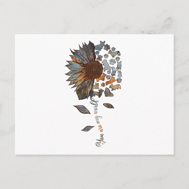 Postal Corgi Sunflower Eres Mi Perro Corgi (Anverso)