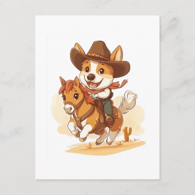 Postal Corgi Vaquero � Perro Rodeo Occidental (Anverso)