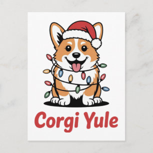 Postal Corgi Yule Divertido Navidad Kawaii Amante de los