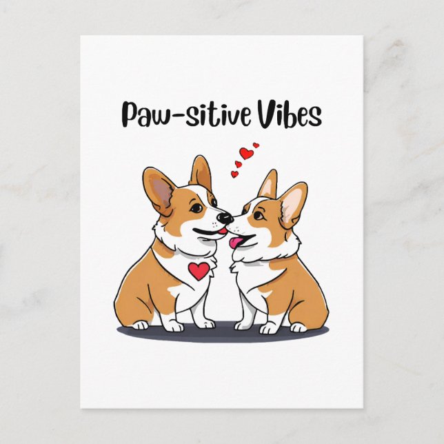 Postal Corgis Vibes enamorados (Anverso)