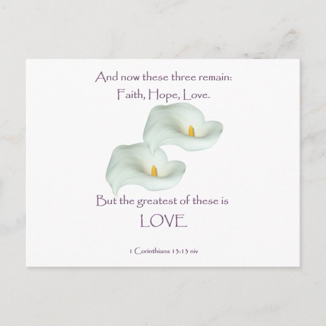 Postal Corinthians 13:13 Faith Hope Love (Anverso)