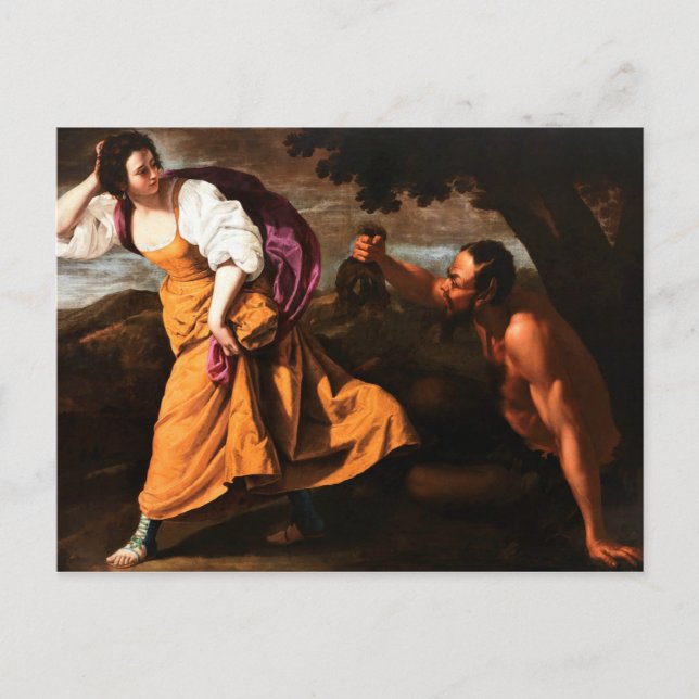 Postal Corisca y el Satyr - Artemisa Gentileschi (Anverso)