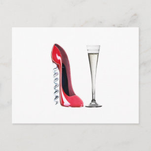 Postal Corkbolt Stiletto Shoe and Champagne Flute Glass