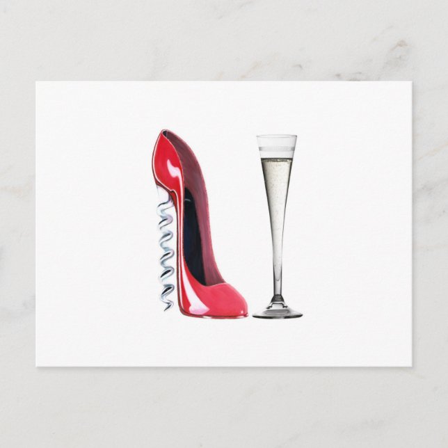 Postal Corkbolt Stiletto Shoe and Champagne Flute Glass (Anverso)