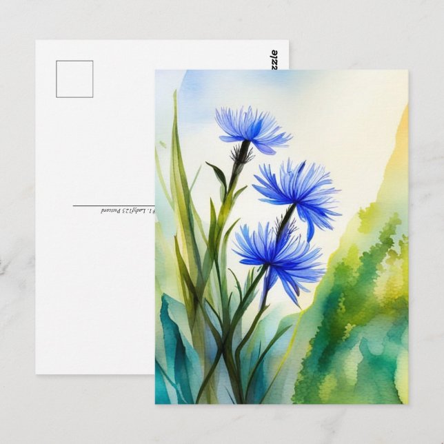 Postal Cornflower acuarela (Anverso / Reverso)