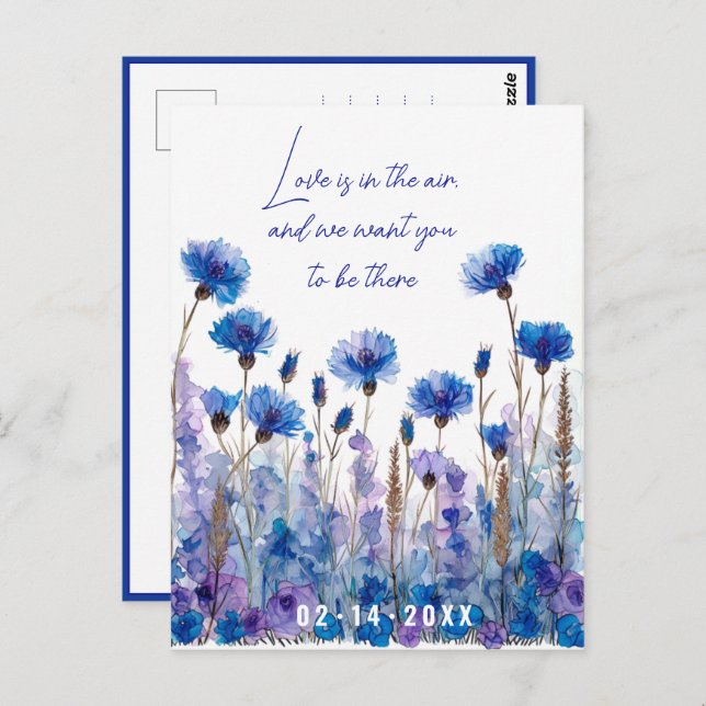Postal 💍 Cornflowers y Lavender Elegance (Anverso / Reverso)