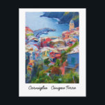 Postal Corniglia Cinque Terre Italia<br><div class="desc">Pintura digital de Corniglia en Cinque Terre Italia. Esta zona tiene un lugar especial en mi corazón y me encanta crear vibrantes y románticas versiones de mi visita.</div>