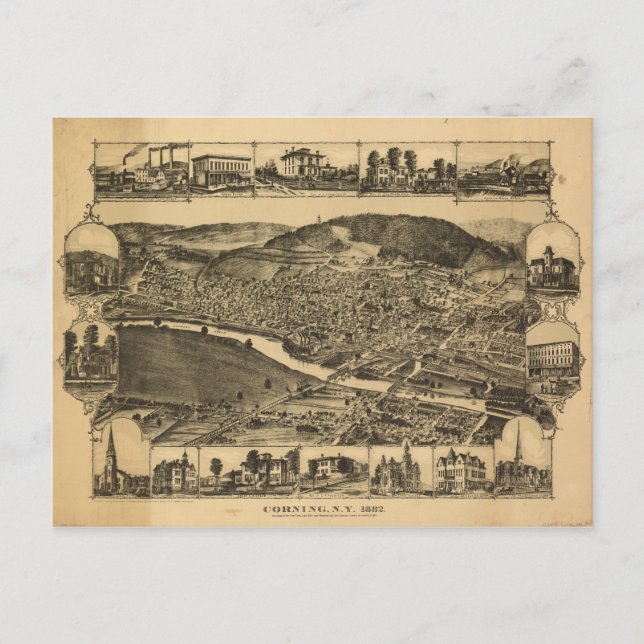 Postal Corning New York (1882) (Anverso)