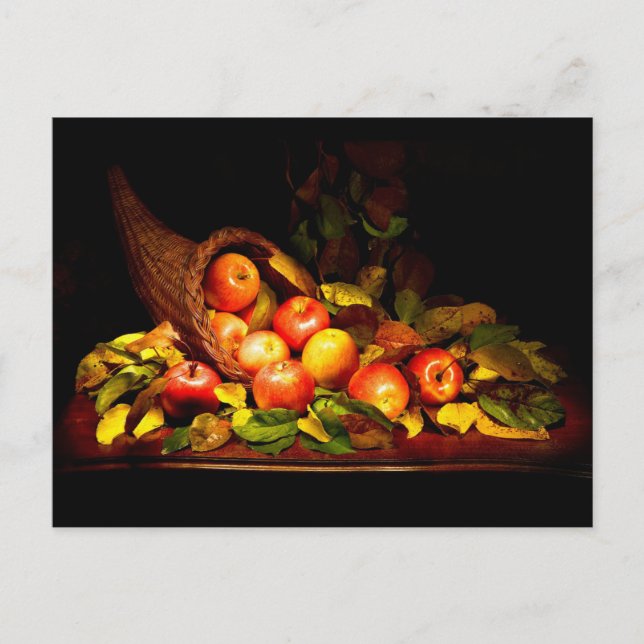 Postal Cornucopia con manzanas (Anverso)