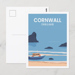Postal Cornwall England Famous Travel Place Ilustracion