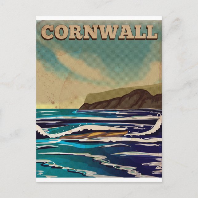 Postal Cornwall Vintage Travel Poster (Anverso)