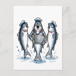 Postal Coro de Canto de Bacalao Dirigiendo en Ilustración