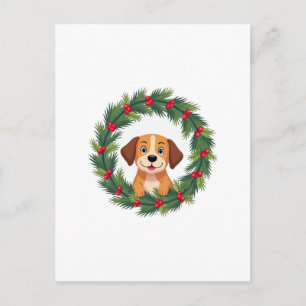 Postal Coroa de Navidad de Nariz de Perro Bonito Mamá Per
