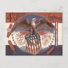 Postal Corona de águila calva Escudo Americano Fuegos Art