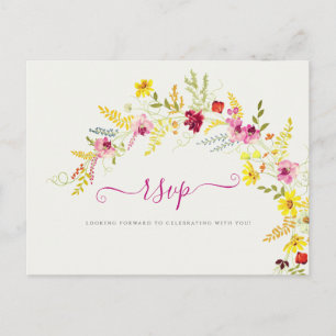 Postal Corona de flores de orquídea silvestre rosa púrpur
