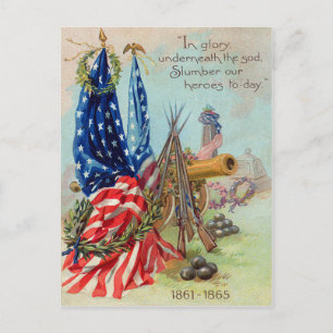 Postal Corona de la bandera americana Memorial de la Guer
