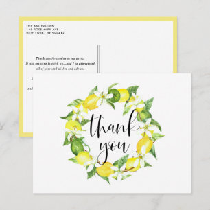Postal Corona de limón y flores de limón Verano Gracias