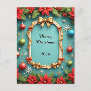 Postal Corona de Navidad elegante 🎄✨ Adornos de poinsett