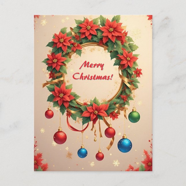 Postal Corona de Navidad elegante y festiva 🎄✨ (Anverso)