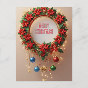 Postal Corona de Navidad Festivo Poinsettia 🎄✨