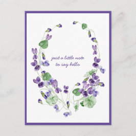 Postal Corona de pensamiento de violeta púrpura acuarela