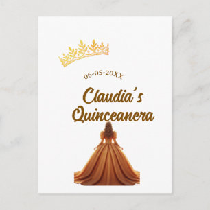 Postal Corona de princesa de quinceañera naranja cumpleañ