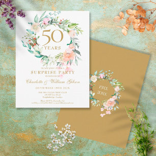Postal Corona de rosas para fiesta sorpresa del 50 aniver