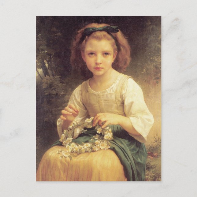 Postal Corona de trenzas infantiles de Bouguereau (Anverso)