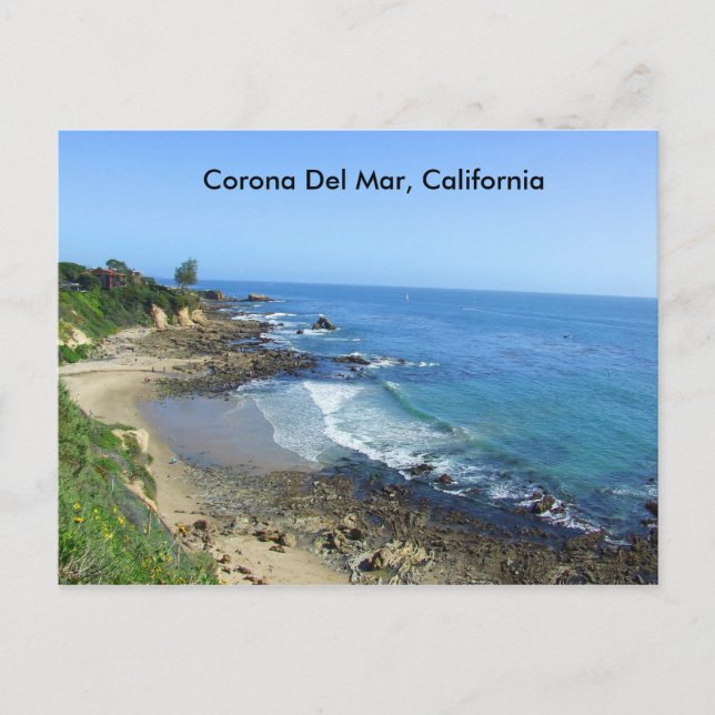 Postal Corona Del Mar, Beach, California Coast, Postcard (Anverso)