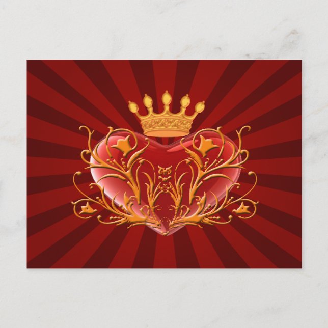 Postal Corona Filigree Heart Post Card Card (Anverso)