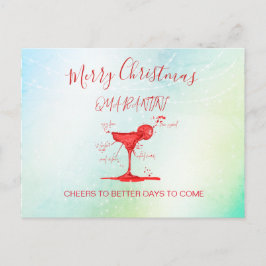 Postal Corona Navidades Holiday Green Quarantini Martini
