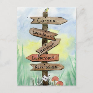 Postal Corona Signpost Watercolor