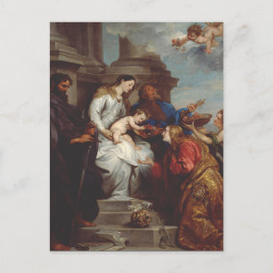Postal Coronación de Santa Rosalía por Anthony van Dyck