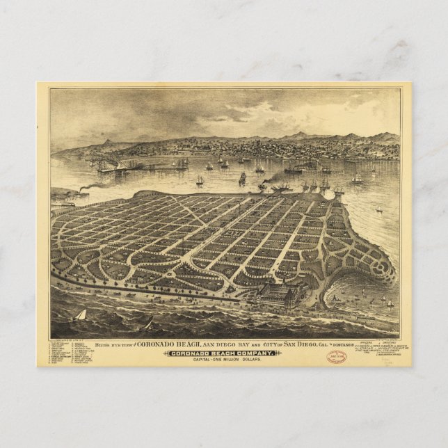 Postal Coronado Beach San Diego California (1880) (Anverso)