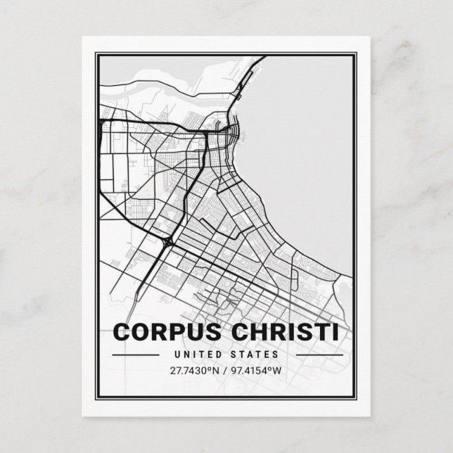 Postal Corpus Christi Texas USA Travel City Map Poster (Anverso)