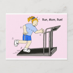 Postal Corre a mamá correr a Lady en Treadmill