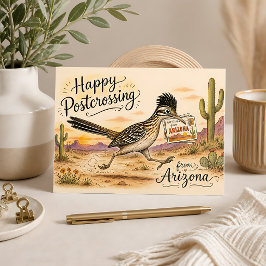 Postal Correcaminos Feliz Postcrossing desde Arizona