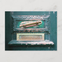 Correio Mail Slot Old Wood Door Azores Portugal