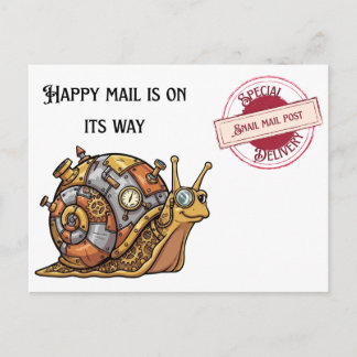 Postal Correo de caracol steampunk feliz