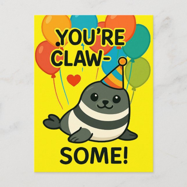 Postal Correo divertido de foca - "Eres fabuloso" (Anverso)