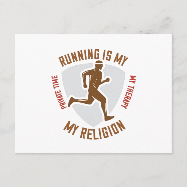 Postal Correr en marcha es terapia y religión (Anverso)