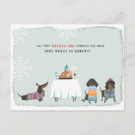 Postal Corriendo a Través de la Nieve | Lindo Dachshund