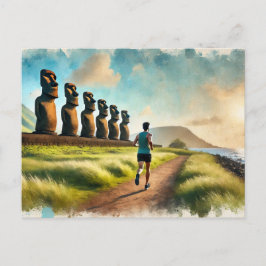 Postal Corriendo en Isla de Pascua