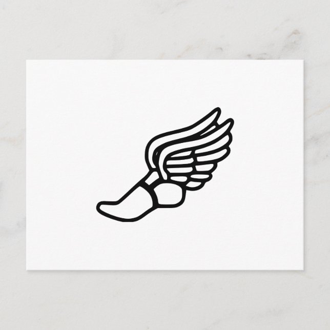 Postal Corriendo zapato con alas (Anverso)